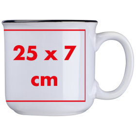 Tasse aus Keramik mit schwarzem Rand