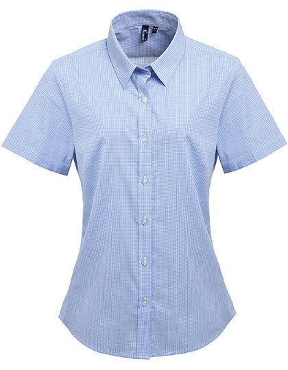 Women´s Microcheck (Gingham) Short Sleeve Cotton Shirt