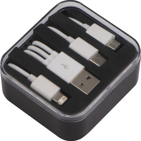 Kunststoffbox mit 3in1 USB Ladekabel