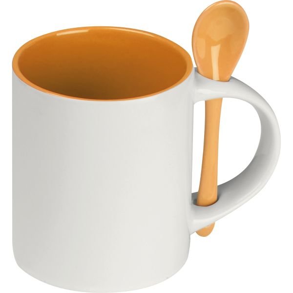 Tasse aus Keramik mit Löffel, 300ml