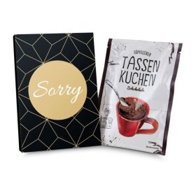 Geschenkartikel / Präsentartikel: Tassenkuchen Schokolade 70 g, Sorry