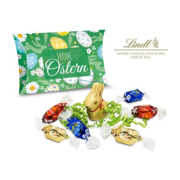 Geschenkartikel / Präsentartikel: Lindt Ostertasche inkl. Lindt-Goldhase - auch in individueller Kissenverpackung