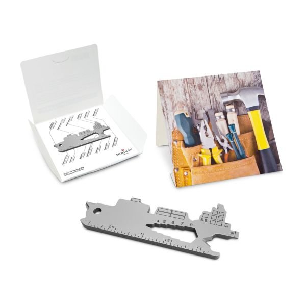 Geschenkartikel: ROMINOX® Key Tool Cargo Ship / Containerschiff (19 Funktionen) im Motiv-Mäppchen Werkzeug