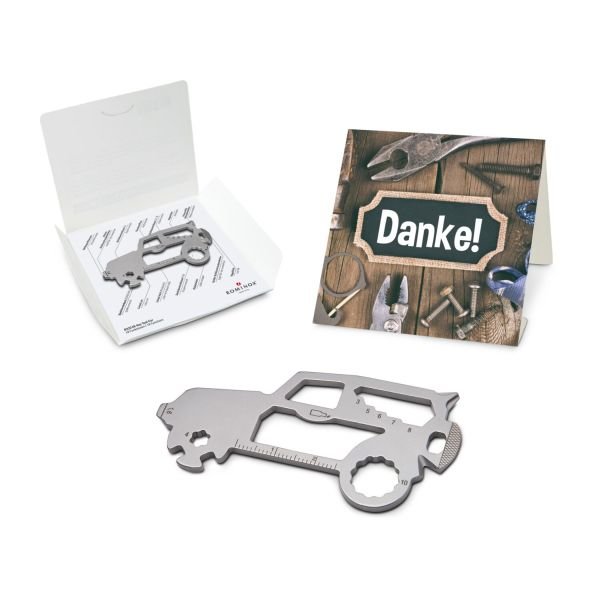 Geschenkartikel: ROMINOX® Key Tool SUV / Auto (19 Funktionen) im Motiv-Mäppchen Danke