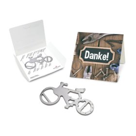 Geschenkartikel: ROMINOX® Key Tool Bicycle / Fahrrad (19 Funktionen) im Motiv-Mäppchen Danke