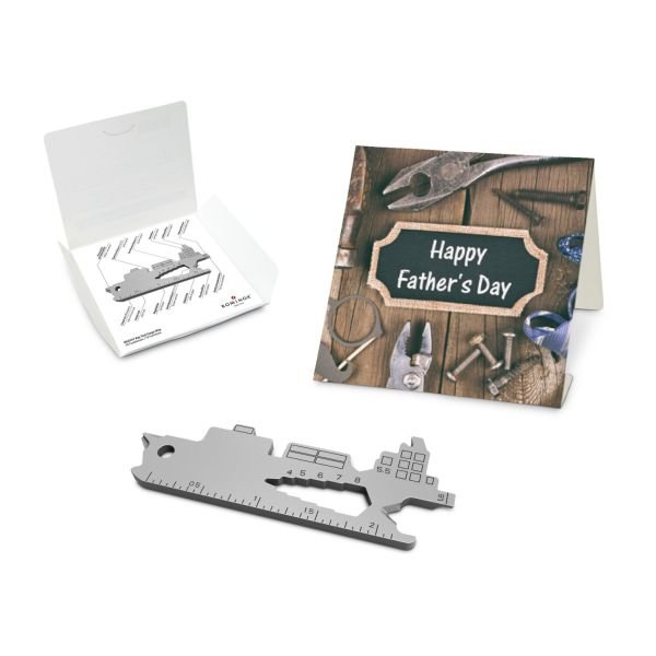 Geschenkartikel: ROMINOX® Key Tool Cargo Ship / Containerschiff (19 Funktionen) im Motiv-Mäppchen Happy Fathers Day