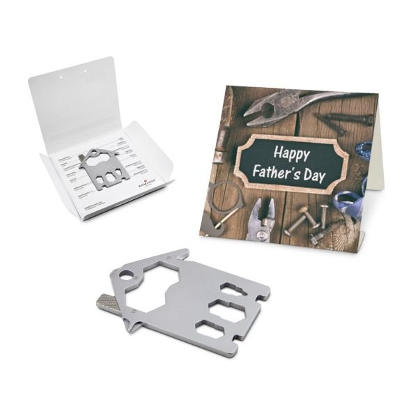 Geschenkartikel: ROMINOX® Key Tool House / Haus (21 Funktionen) im Motiv-Mäppchen Happy Fathers Day