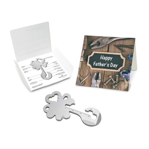 Geschenkartikel: ROMINOX® Key Tool Lucky Charm / Kleeblatt Glücksbringer (19 Funktionen) im Motiv-Mäppchen Happy Fathers Day