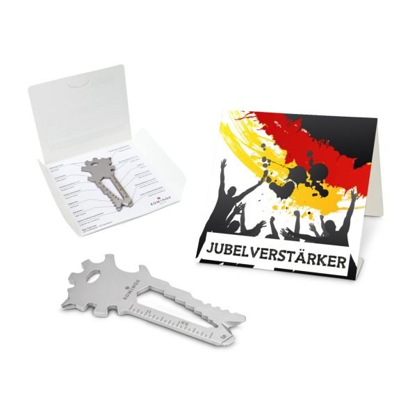 Geschenkartikel: ROMINOX® Key Tool Lion (22 Funktionen) im Motiv-Mäppchen Deutschland Fan Jubelverstärker