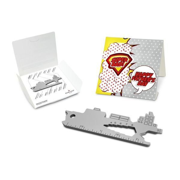 Geschenkartikel: ROMINOX® Key Tool Cargo Ship / Containerschiff (19 Funktionen) im Motiv-Mäppchen Super Dad