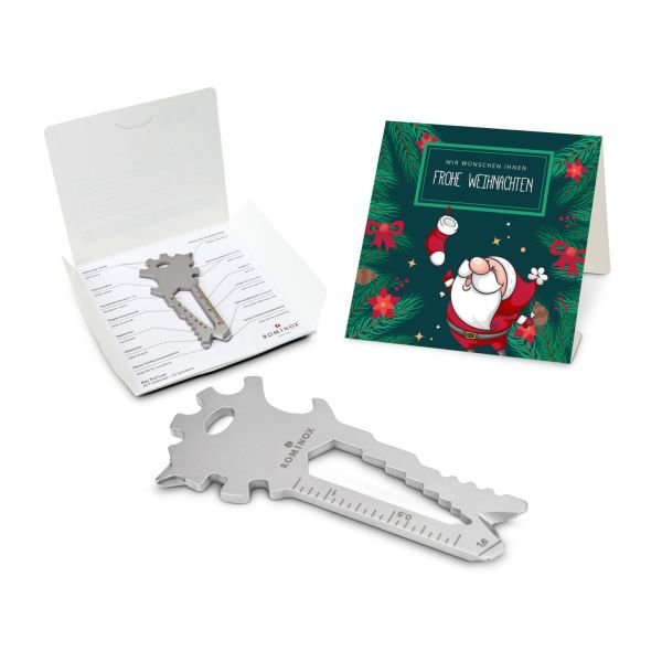 Geschenkartikel: ROMINOX® Key Tool Lion (22 Funktionen) im Motiv-Mäppchen Frohe Weihnachten