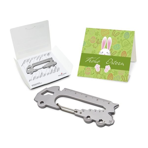 Geschenkartikel: ROMINOX® Key Tool Truck / LKW (22 Funktionen) im Motiv-Mäppchen Osterhase