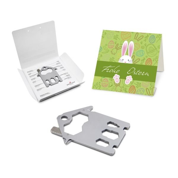 Geschenkartikel: ROMINOX® Key Tool House / Haus (21 Funktionen) im Motiv-Mäppchen Osterhase