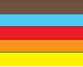 Chocolate/Sky/Red/Orange/Yellow